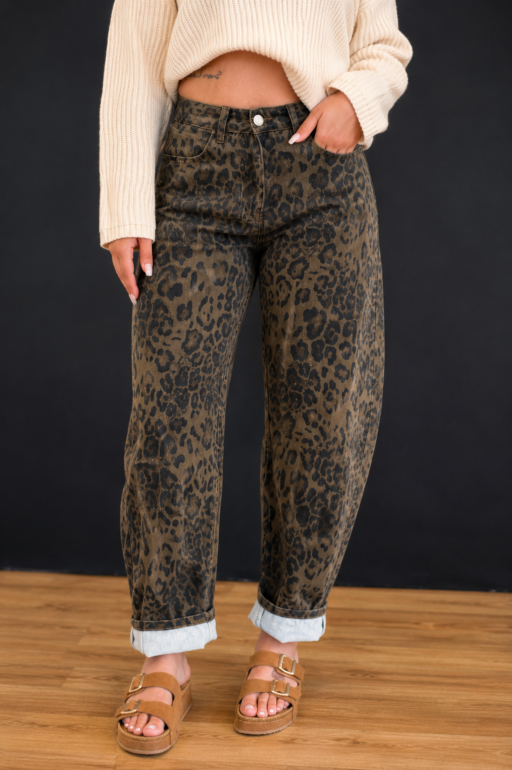 Leopard Stevie Barrel Jeans