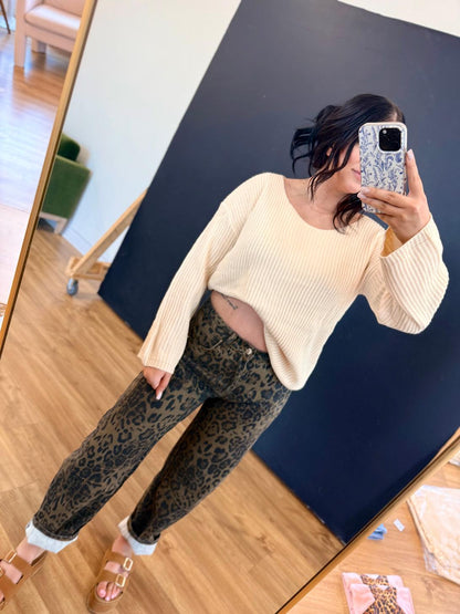 Leopard Stevie Barrel Jeans